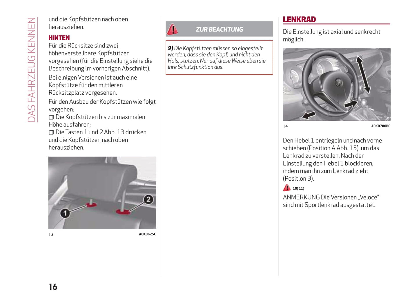 2014-2016 Alfa Romeo Giulietta Owner's Manual | German