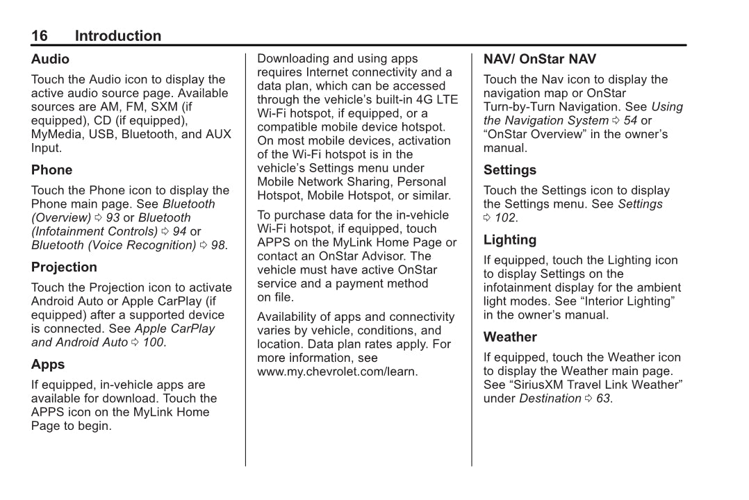 Chevrolet Trax MyLink Infotainment Owners Manual 2018