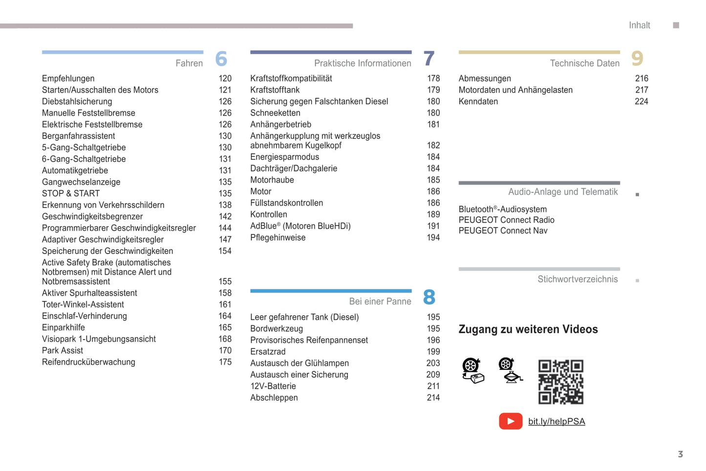 2018-2019 Peugeot Rifter Owner's Manual | German