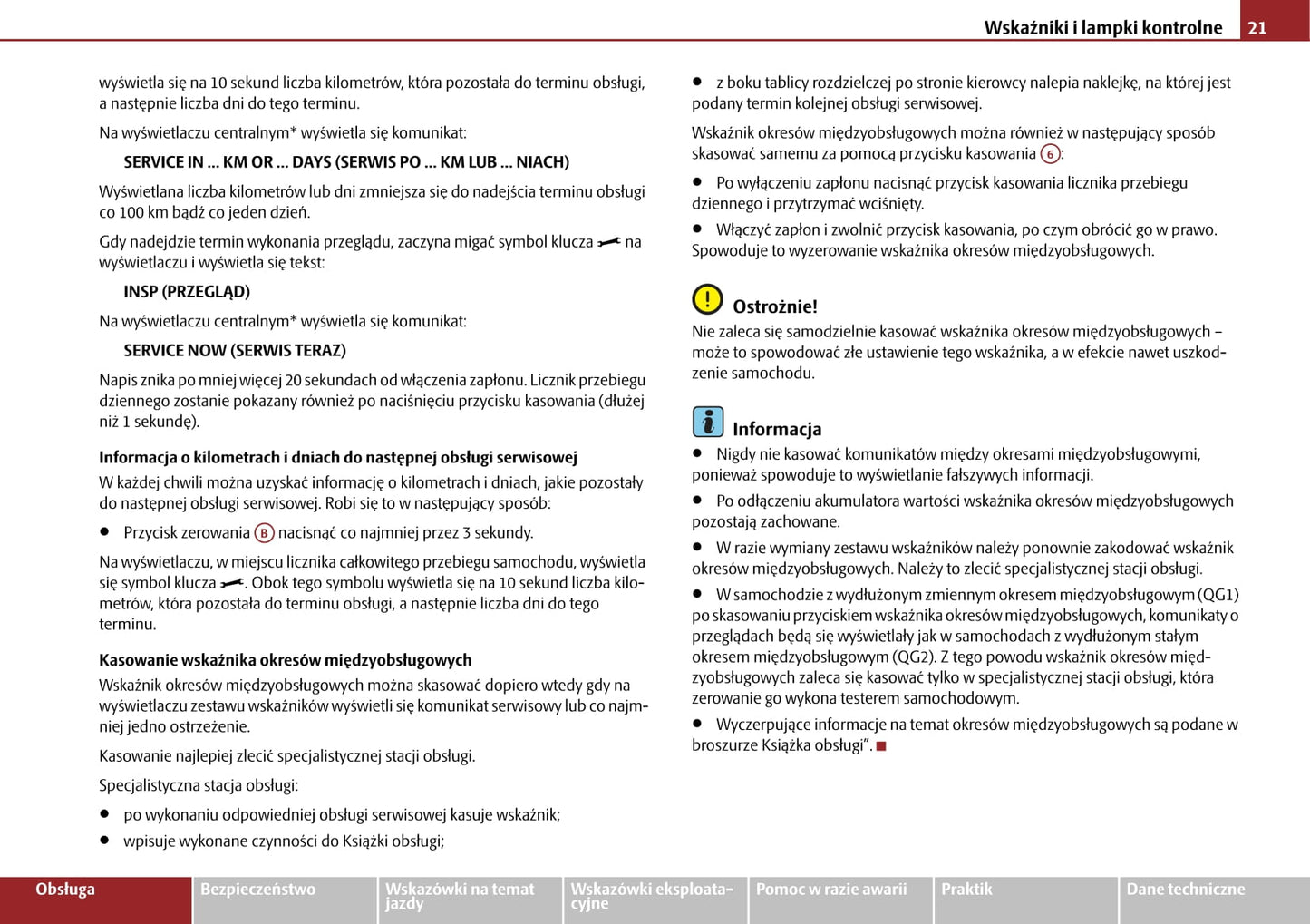 2009-2010 Skoda Roomster Owner's Manual | Polish