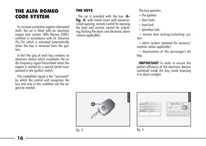 2003-2007 Alfa Romeo 166 Gebruikershandleiding | Engels