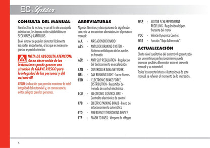 2010 Alfa Romeo 8C Gebruikershandleiding | Spaans
