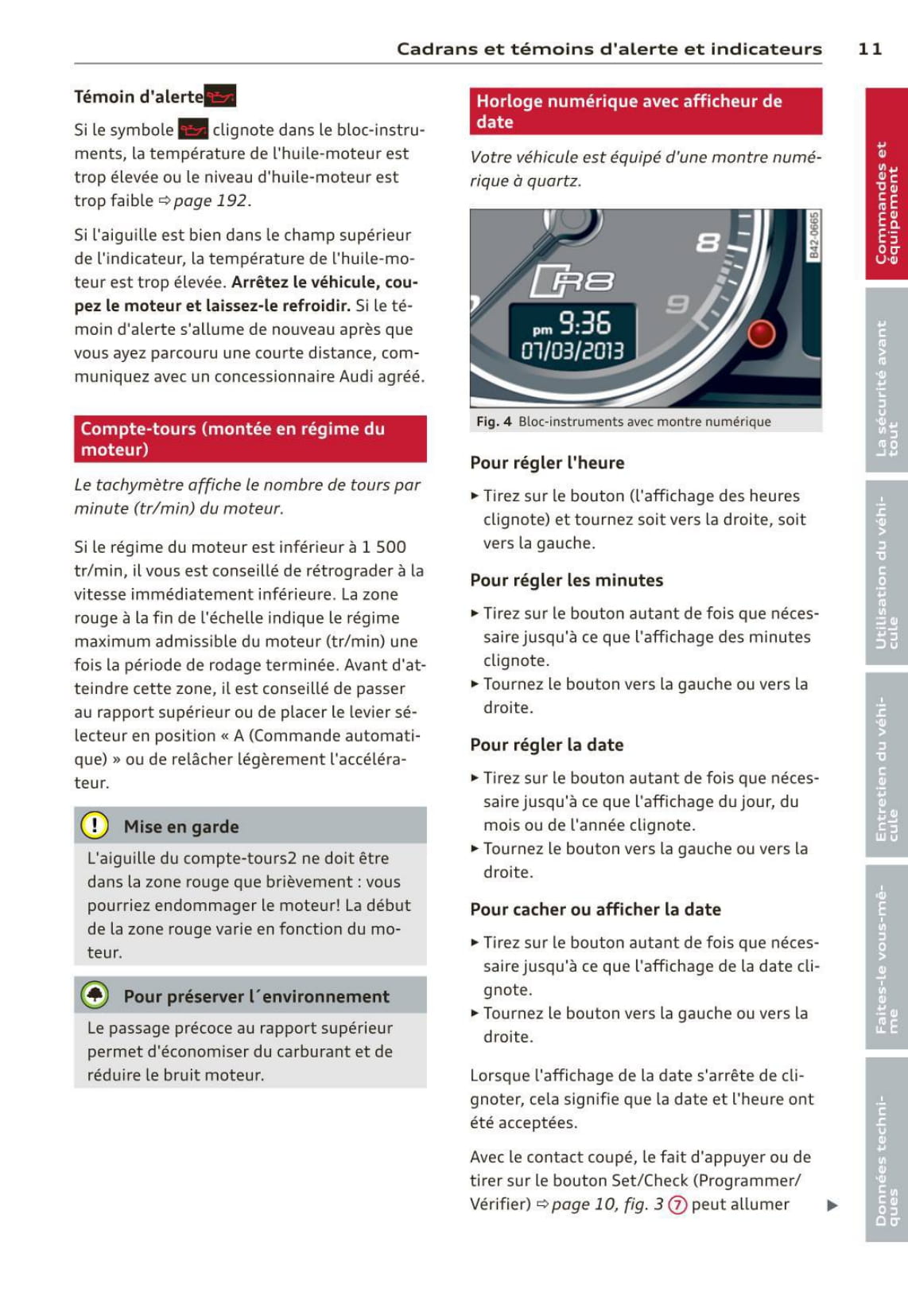 2012-2015 Audi R8/R8 Coupé Owner's Manual | French