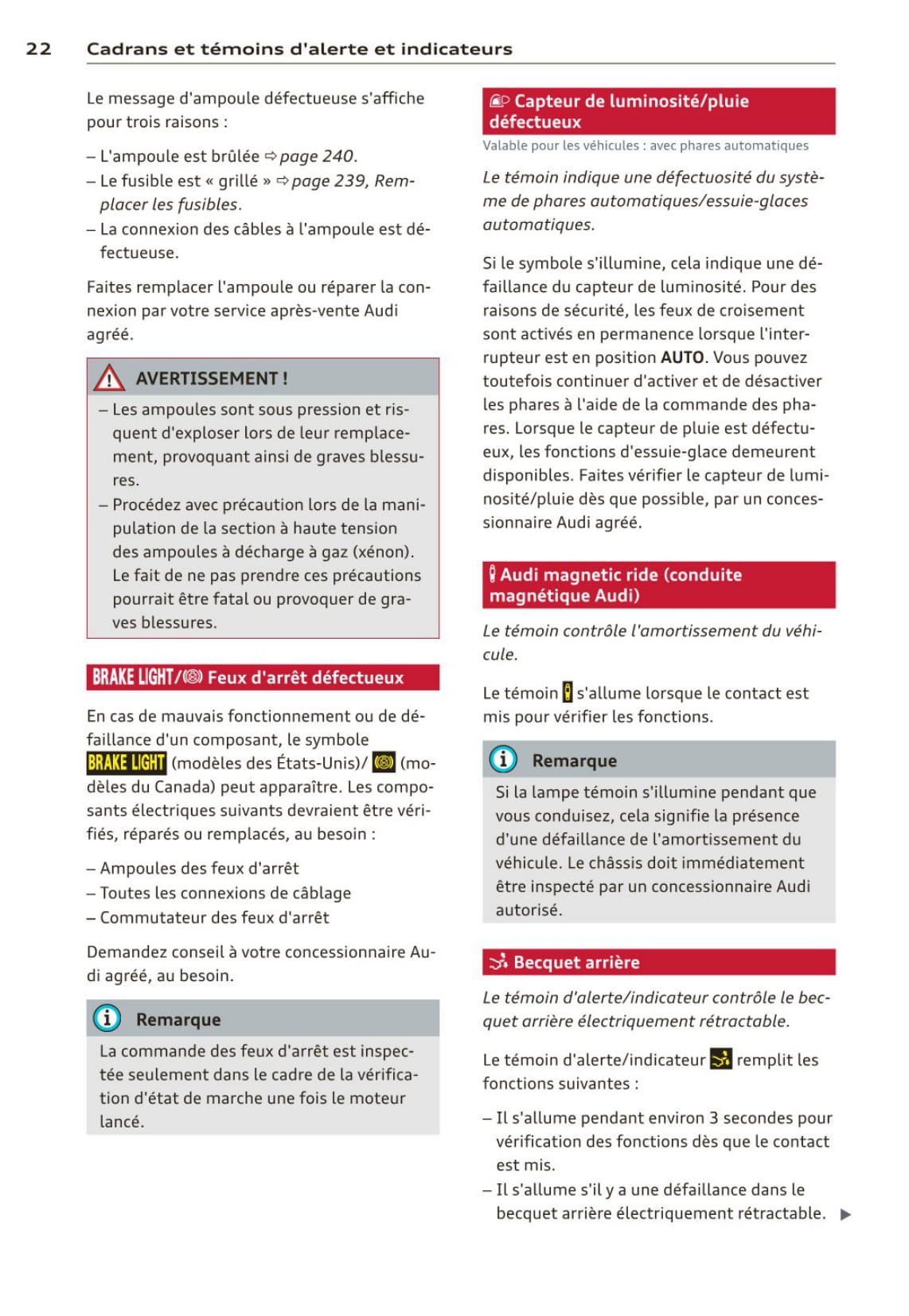 2012-2015 Audi R8/R8 Coupé Owner's Manual | French