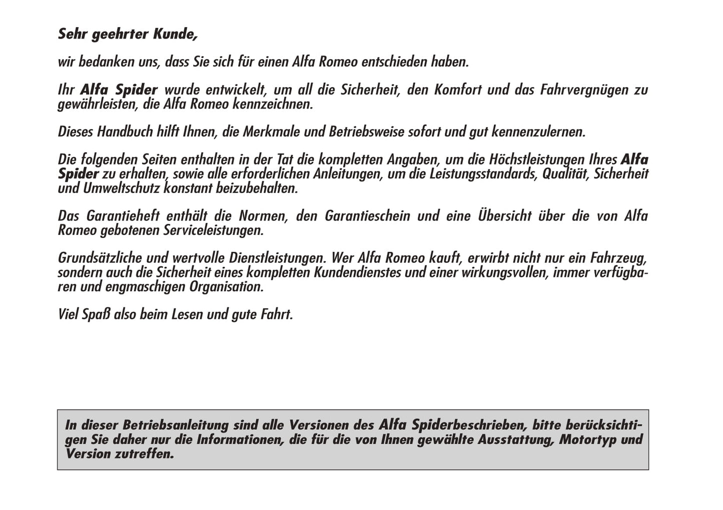 2008-2011 Alfa Romeo Spider Owner's Manual | German