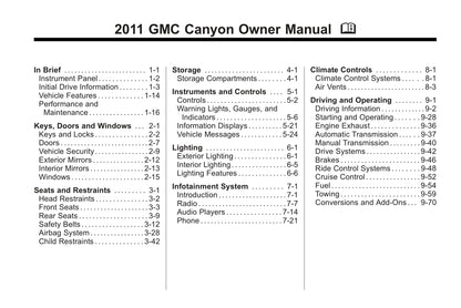 2011 GMC Canyon Gebruikershandleiding | Engels