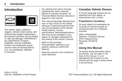 2018 Chevrolet Camaro Gebruikershandleiding | Engels