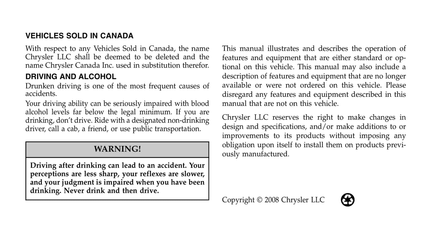 2006-2010 Chrysler PT Cruiser Gebruikershandleiding | Engels