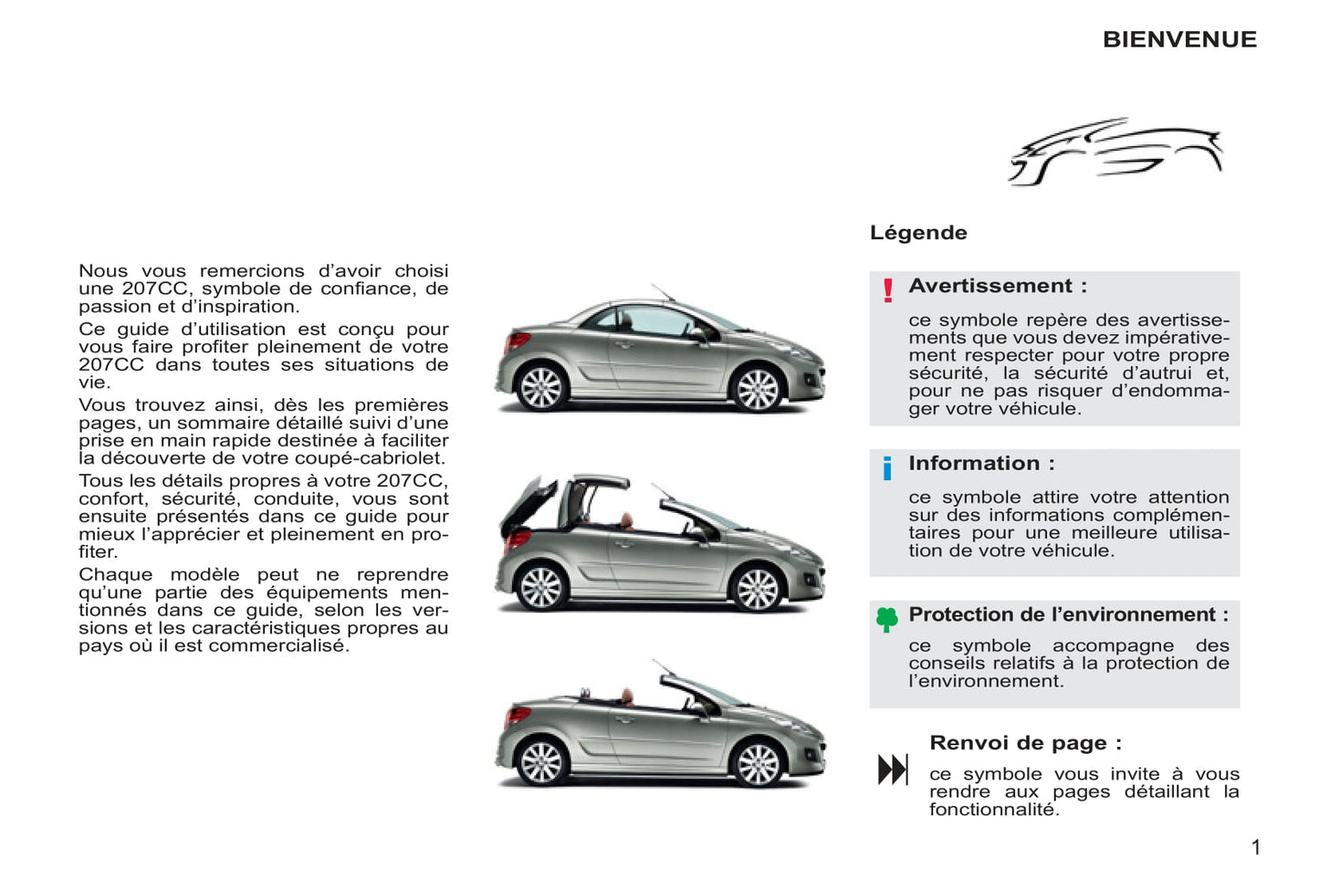 2011-2014 Peugeot 207 CC Owner's Manual | French