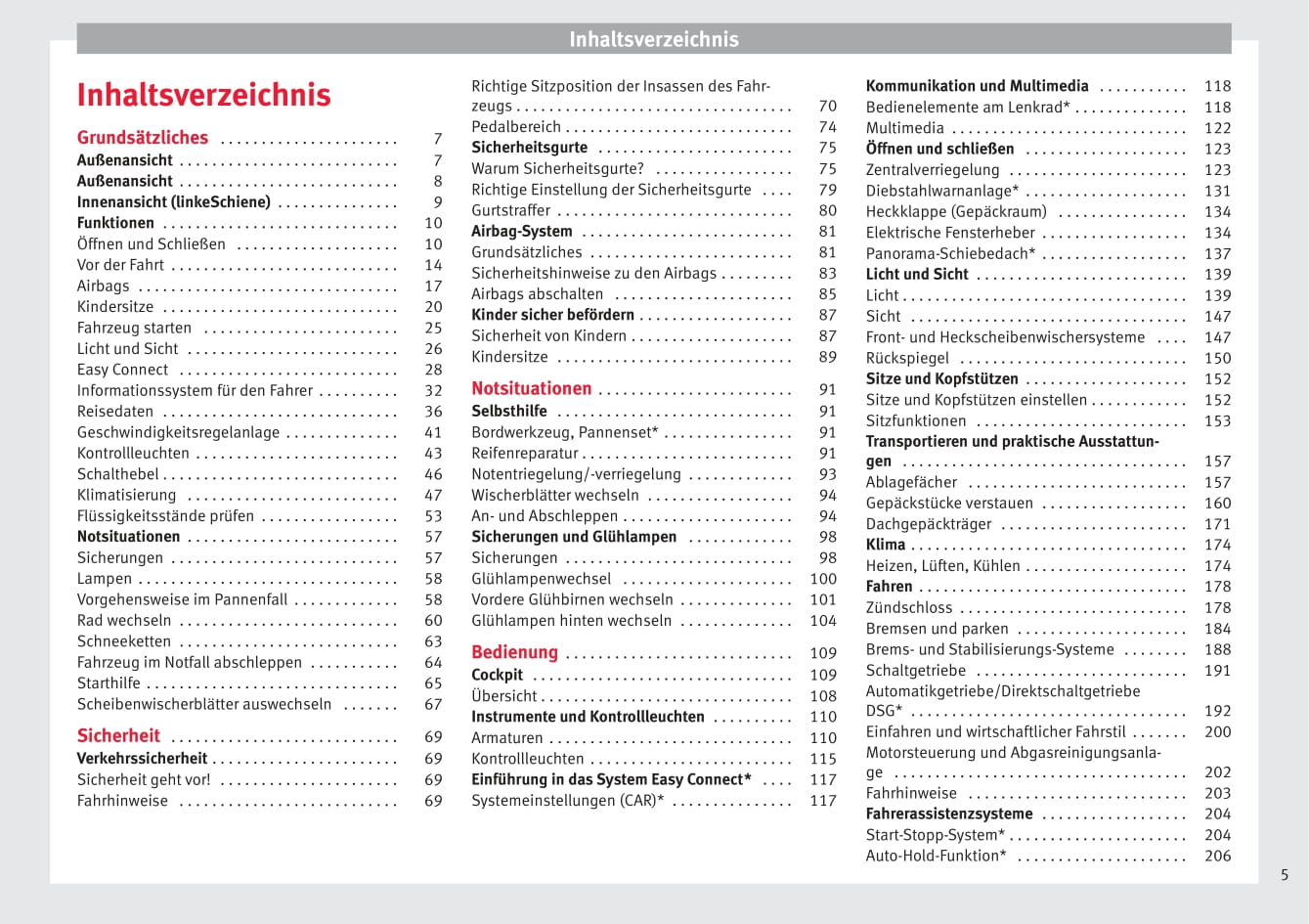 2017 Seat Leon Owner's Manual | German