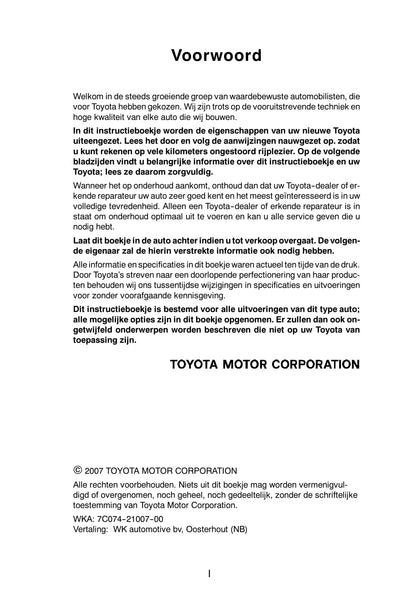 2006-2008 Toyota Avensis Owner's Manual | Dutch