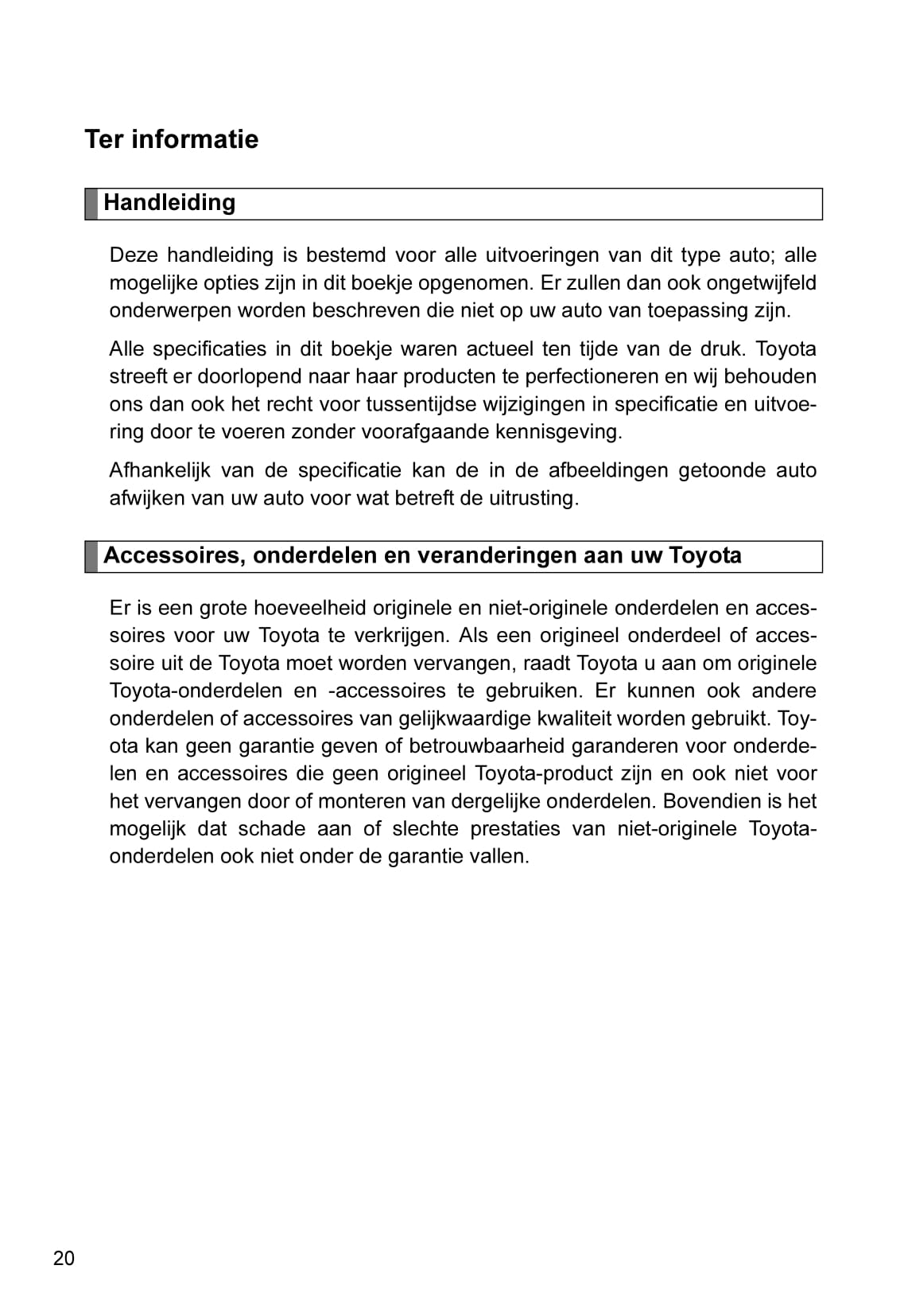 2010-2011 Toyota iQ Owner's Manual | Dutch