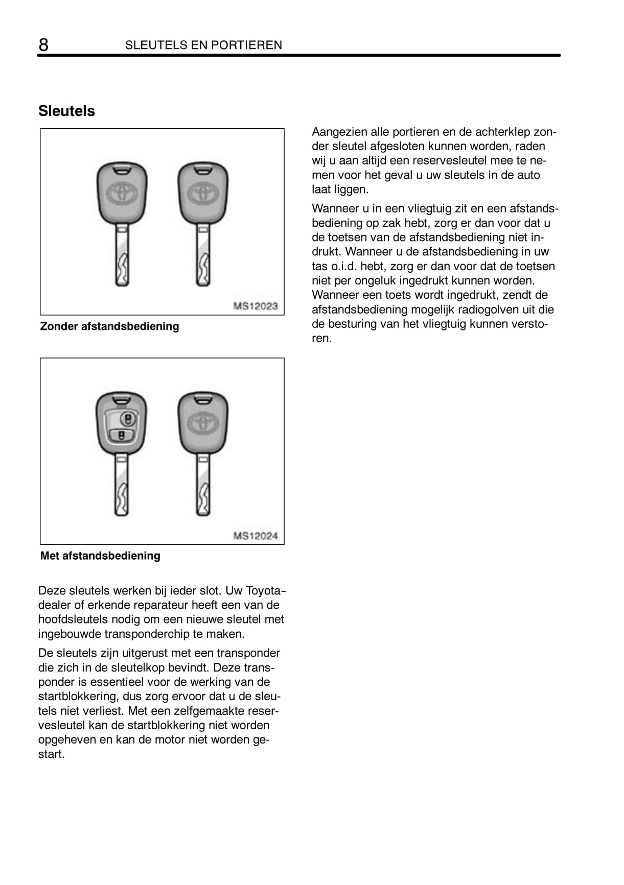 2008-2009 Toyota Aygo Owner's Manual | Dutch