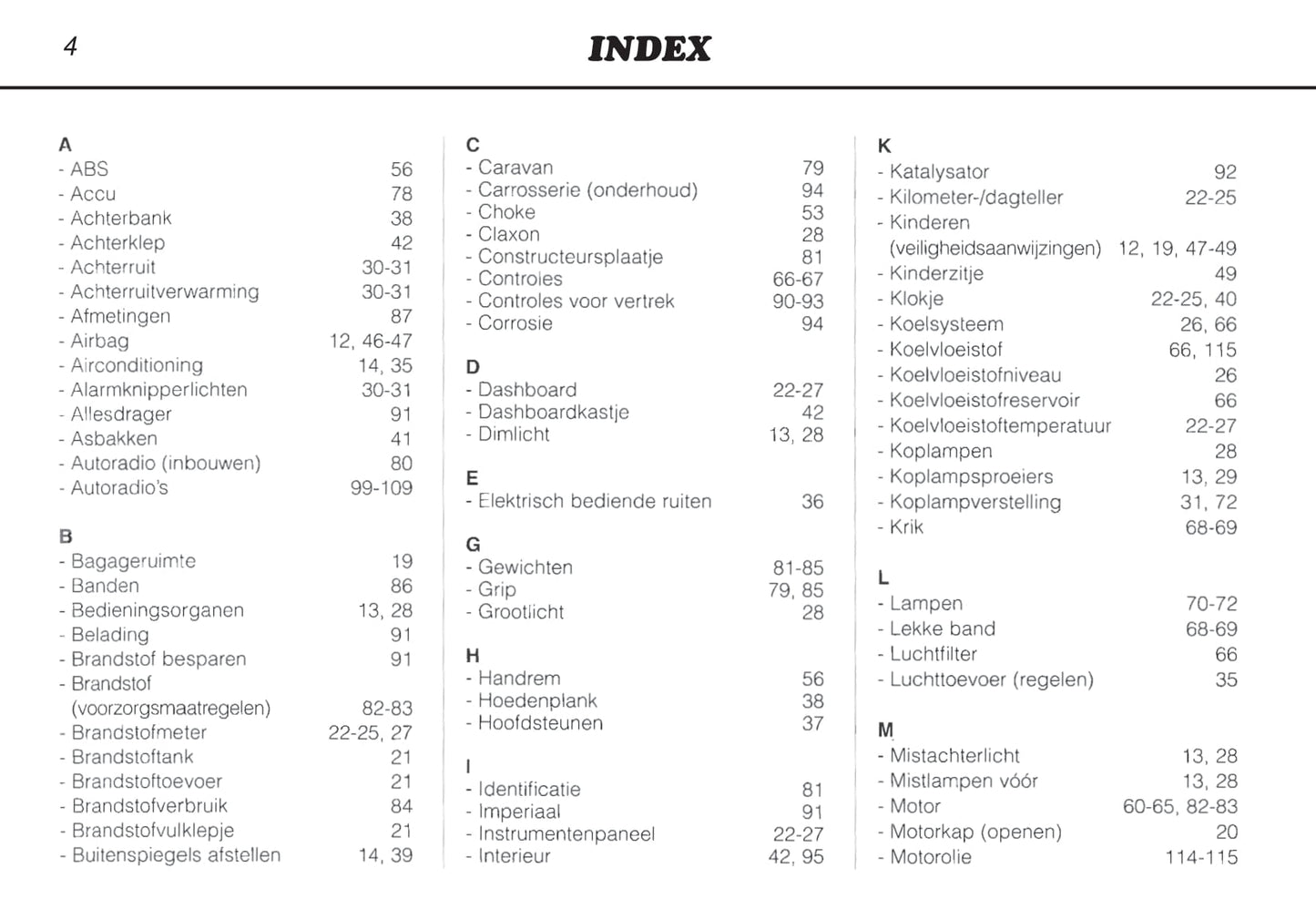 1996-2000 Peugeot 106 Owner's Manual | Dutch