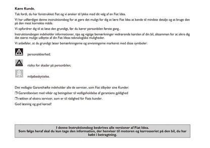 2010-2011 Fiat Idea Gebruikershandleiding | Dansk