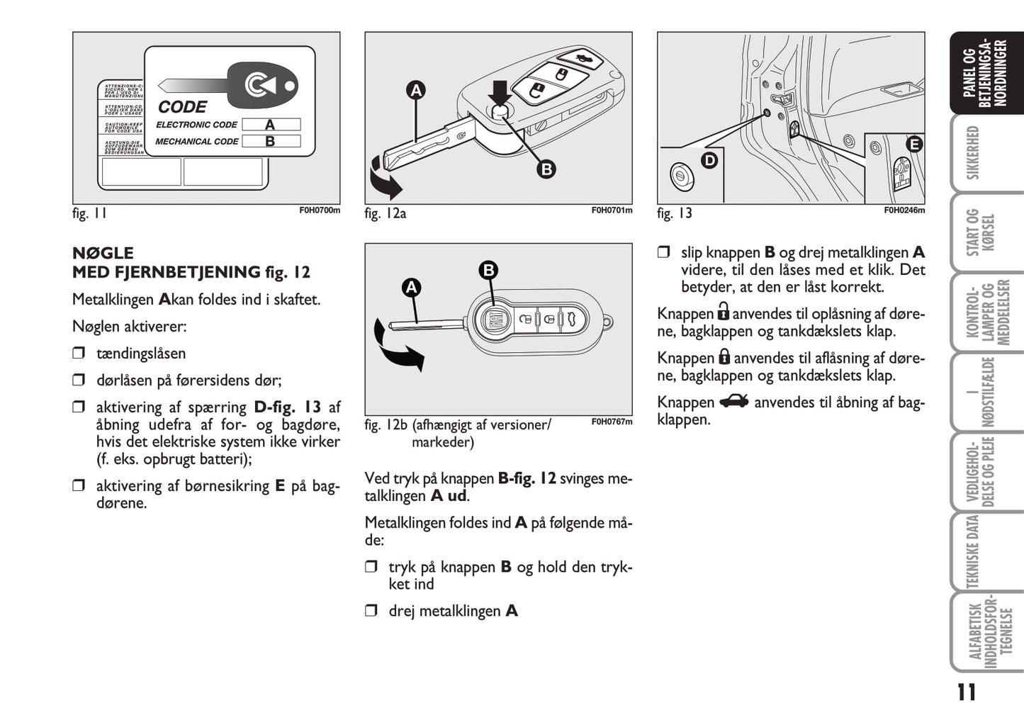 2010-2011 Fiat Idea Gebruikershandleiding | Dansk