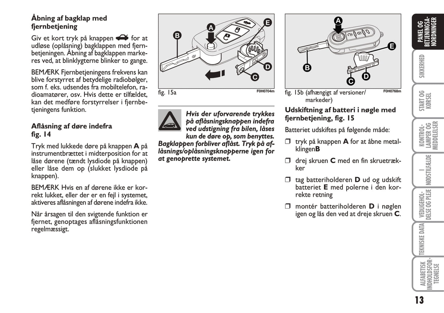 2010-2011 Fiat Idea Owner's Manual | Dansk