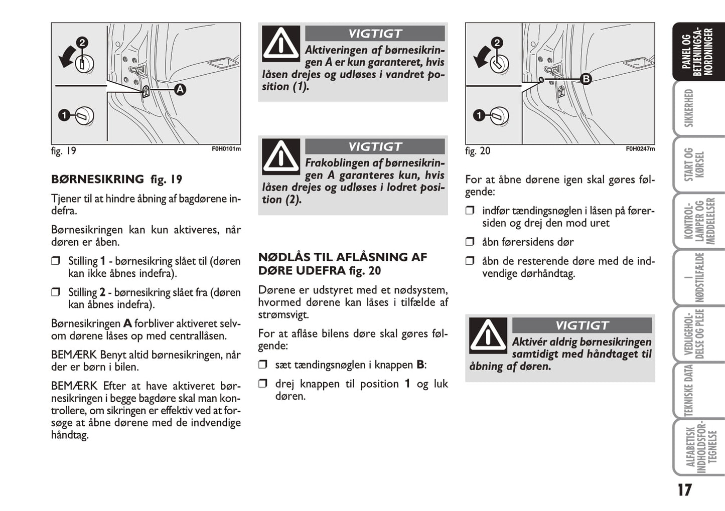 2010-2011 Fiat Idea Owner's Manual | Danish