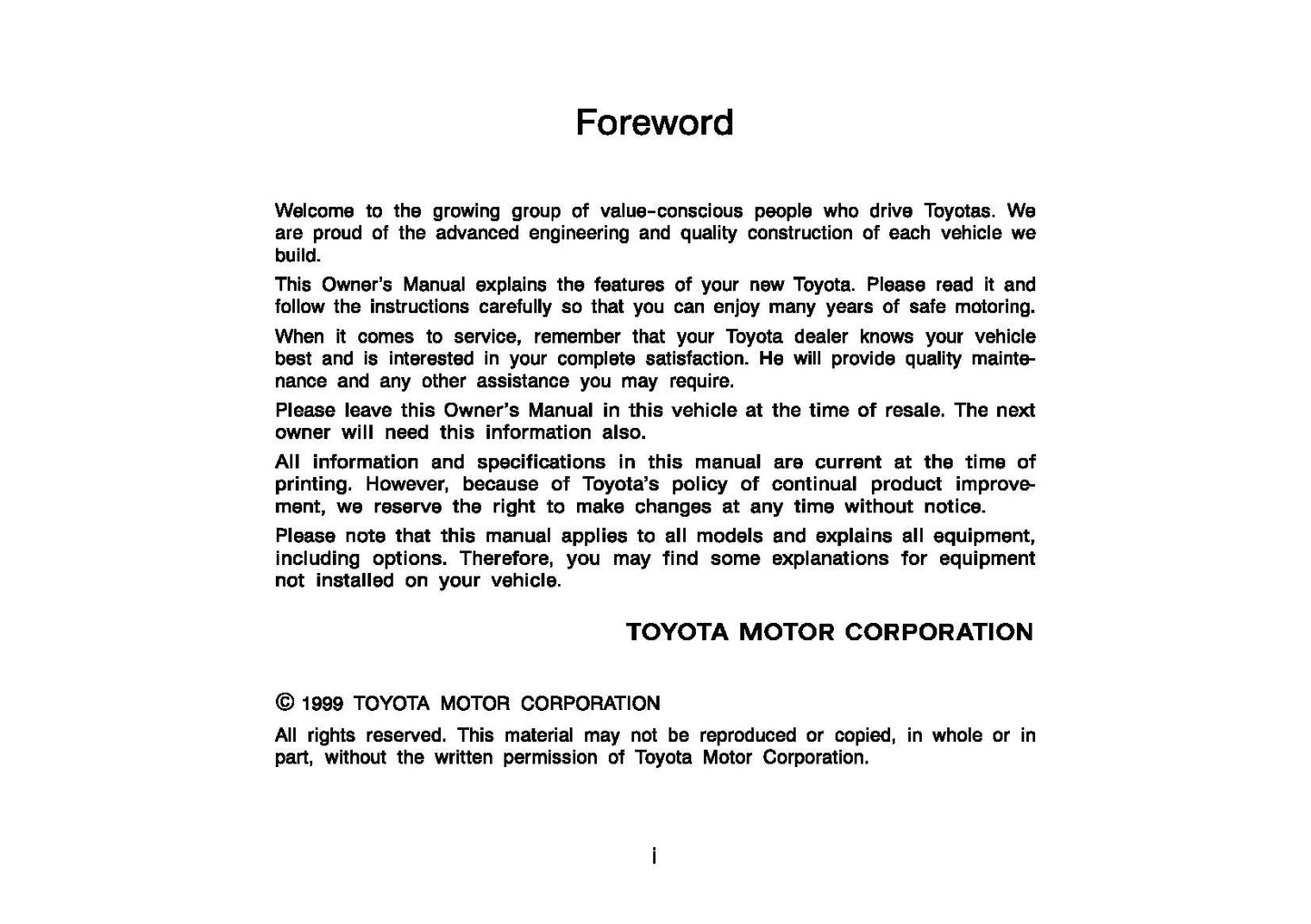2000 Toyota Tacoma Gebruikershandleiding | Engels