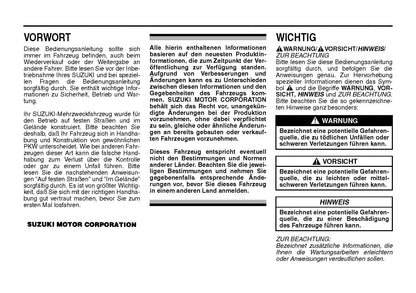 2013-2014 Suzuki Grand Vitara Owner's Manual | German