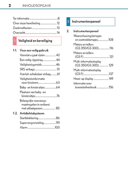 2017-2018 Lexus GS 300/GS 350/GS F Gebruikershandleiding | Nederlands