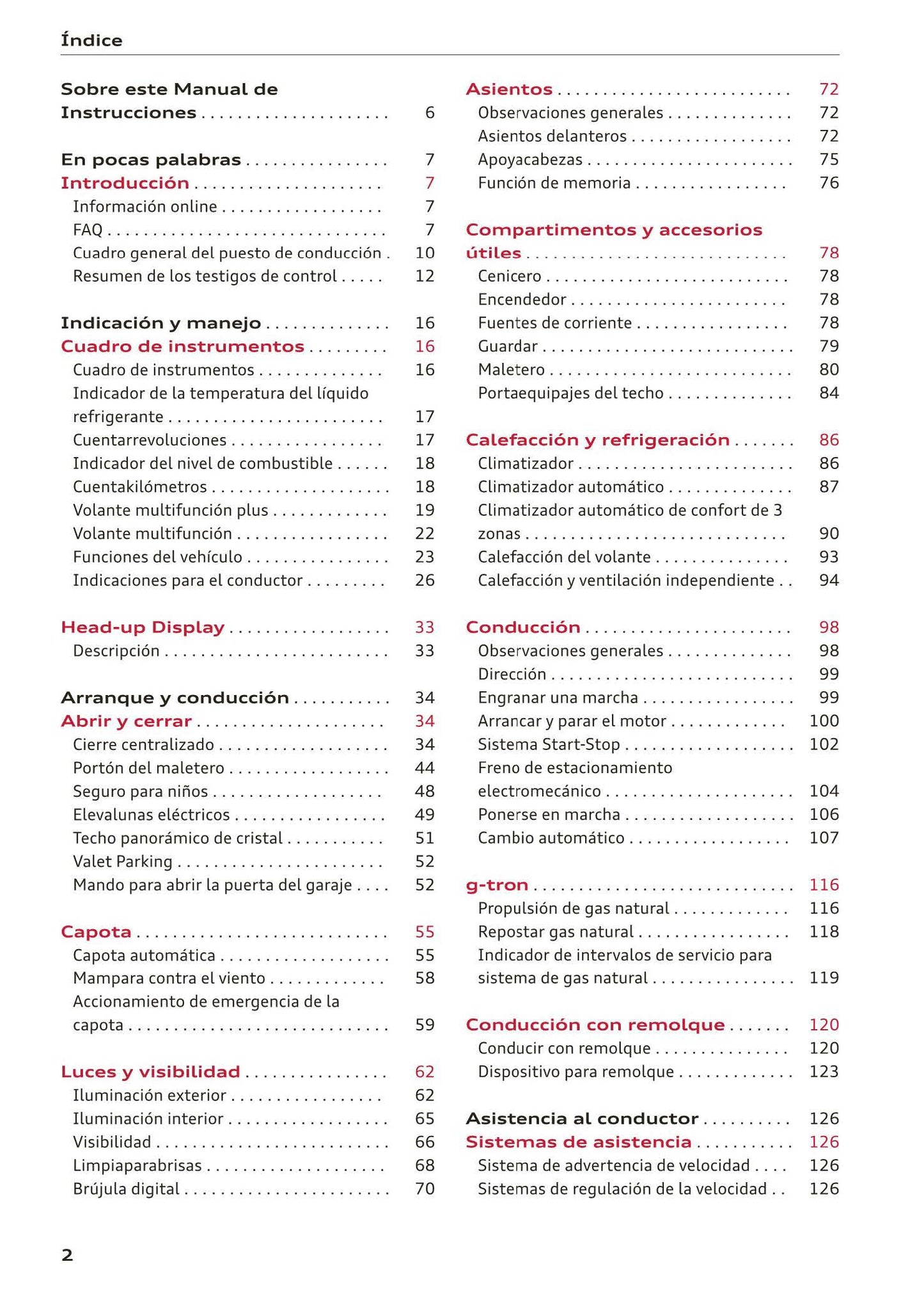 2017-2020 Audi A5/A5 Cabriolet/A5 Coupé/A5 Sportback/A5 Sportback g-tron Owner's Manual | Spanish