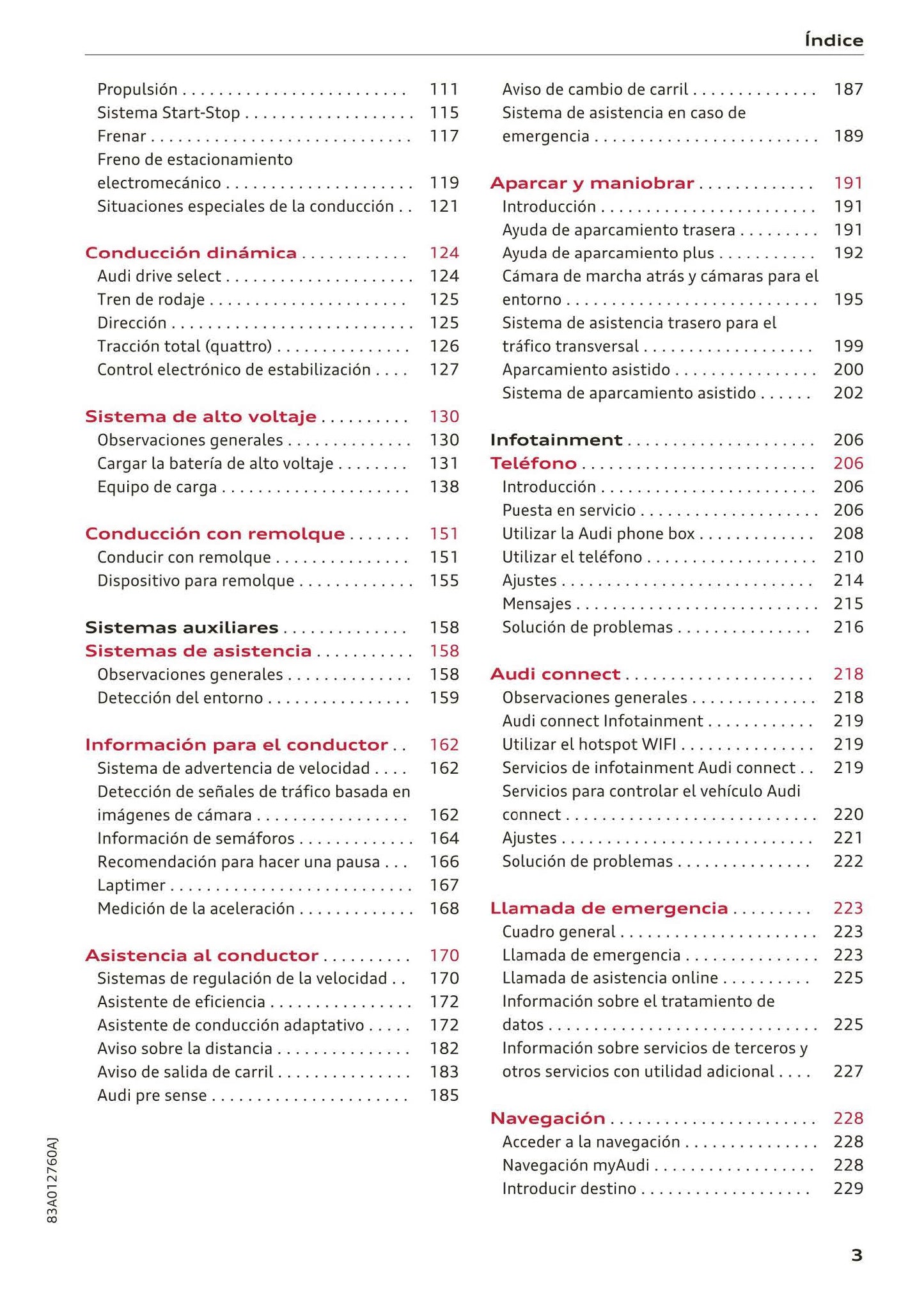 2018-2023 Audi Q3/Q3 Sportback/RS Q3/RS Q3 Sportback Owner's Manual | Spanish
