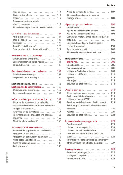 2018-2023 Audi Q3/Q3 Sportback/RS Q3/RS Q3 Sportback Owner's Manual | Spanish