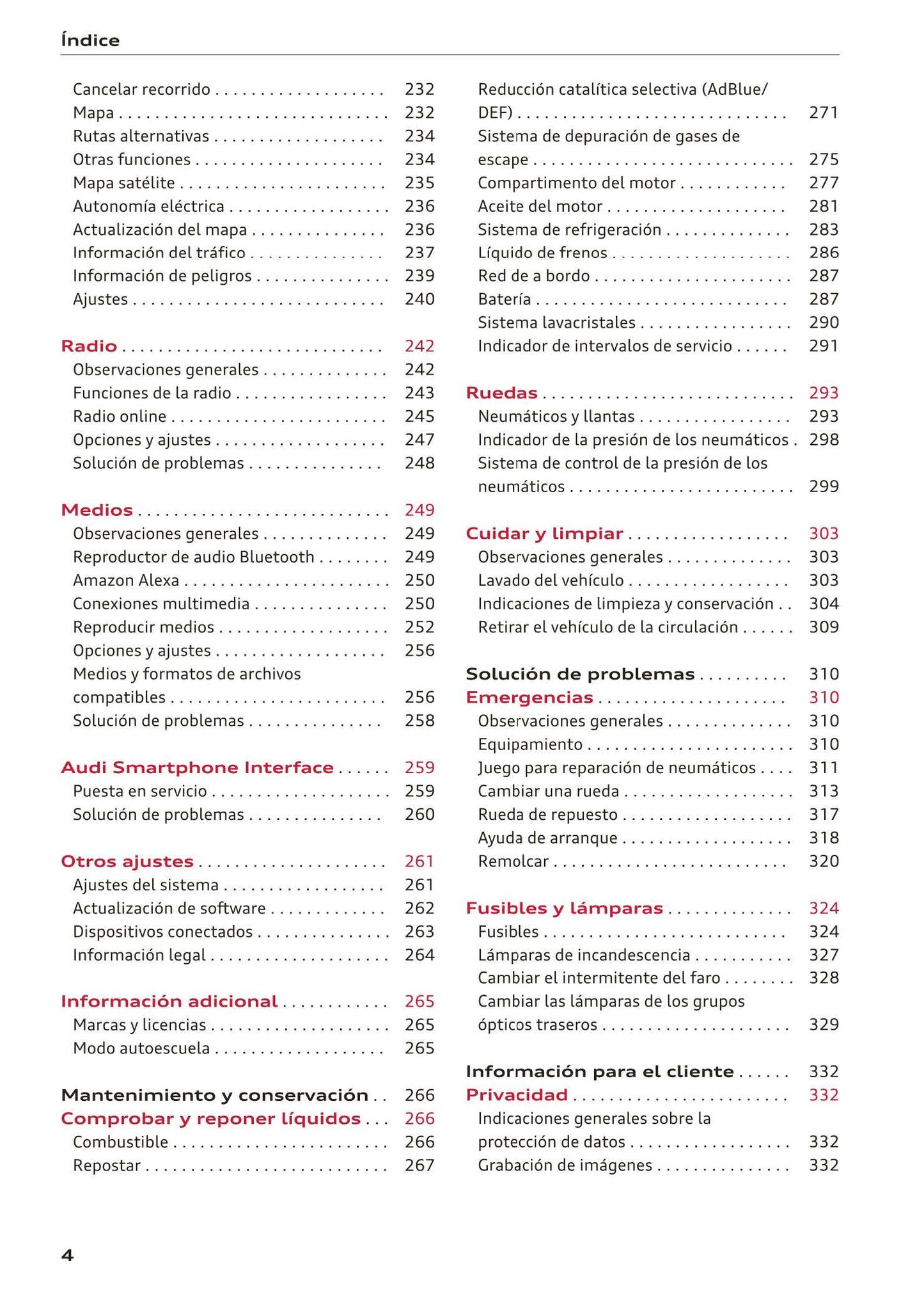 2018-2023 Audi Q3/Q3 Sportback/RS Q3/RS Q3 Sportback Owner's Manual | Spanish