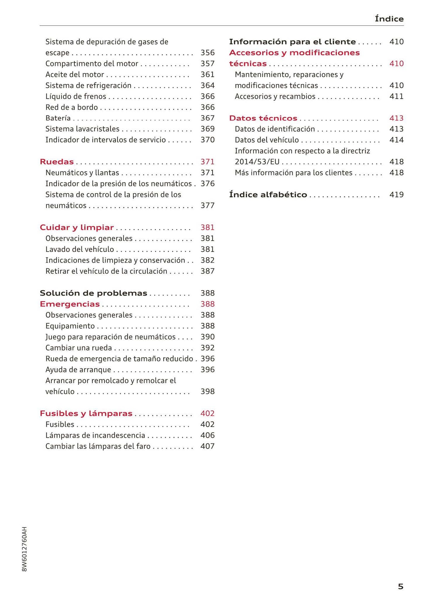 2017-2020 Audi A5/A5 Cabriolet/A5 Coupé/A5 Sportback/A5 Sportback g-tron Owner's Manual | Spanish