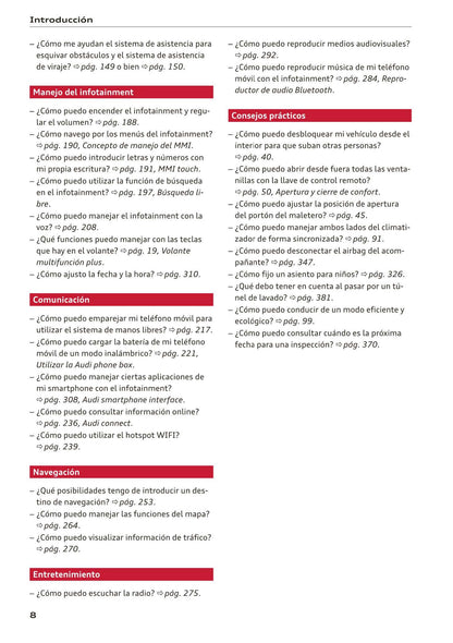2017-2020 Audi A5/A5 Cabriolet/A5 Coupé/A5 Sportback/A5 Sportback g-tron Owner's Manual | Spanish