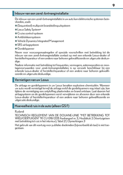 2017-2018 Lexus GS 300/GS 350/GS F Gebruikershandleiding | Nederlands