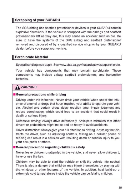 2018 Subaru BRZ Manuel du propriétaire | Anglais