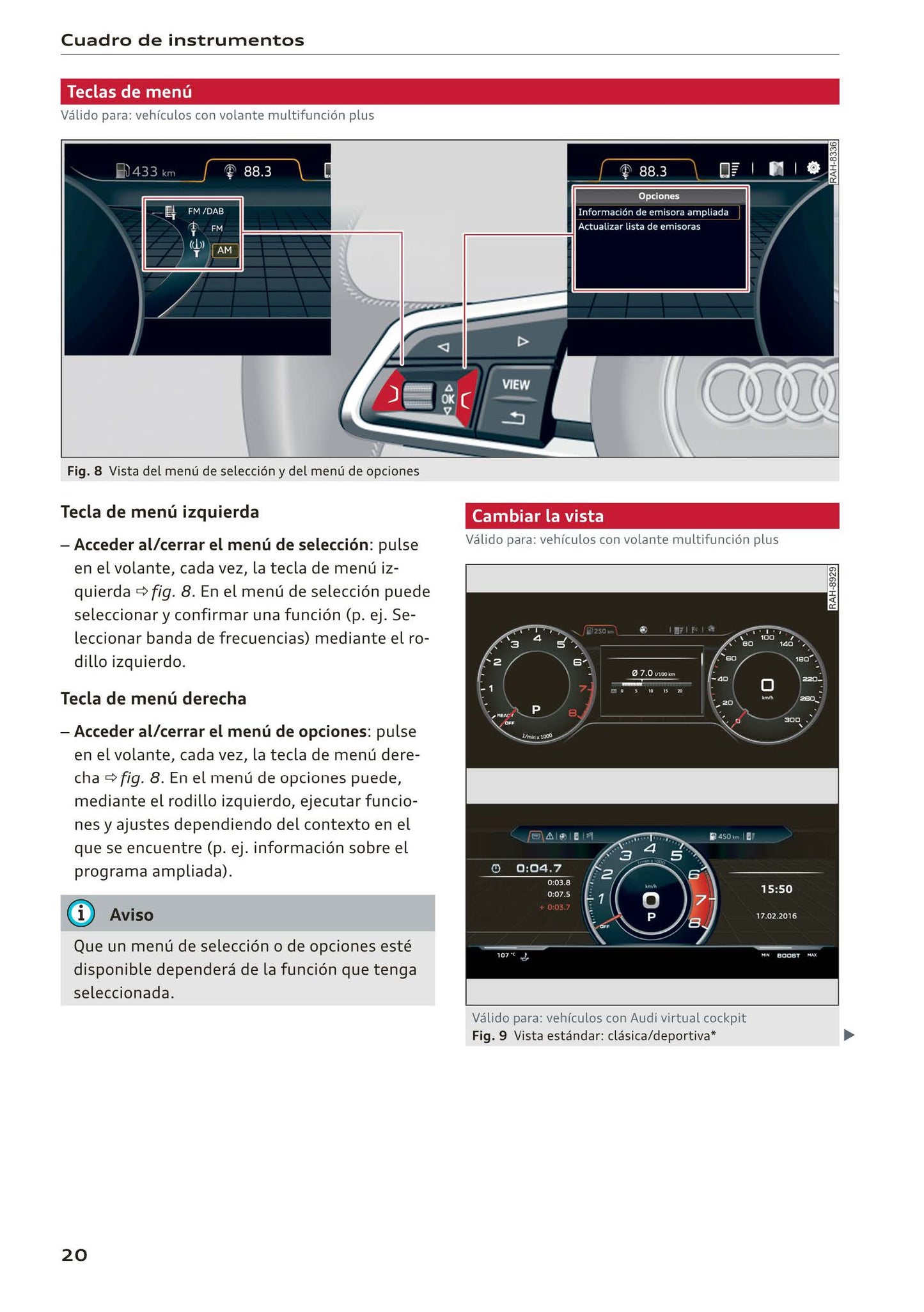 2017-2020 Audi A5/A5 Cabriolet/A5 Coupé/A5 Sportback/A5 Sportback g-tron Owner's Manual | Spanish