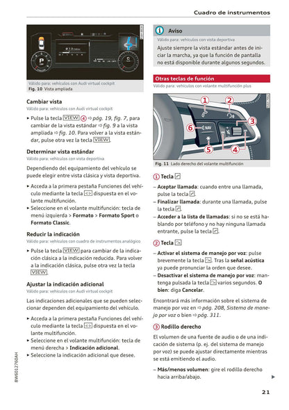 2017-2020 Audi A5/A5 Cabriolet/A5 Coupé/A5 Sportback/A5 Sportback g-tron Owner's Manual | Spanish