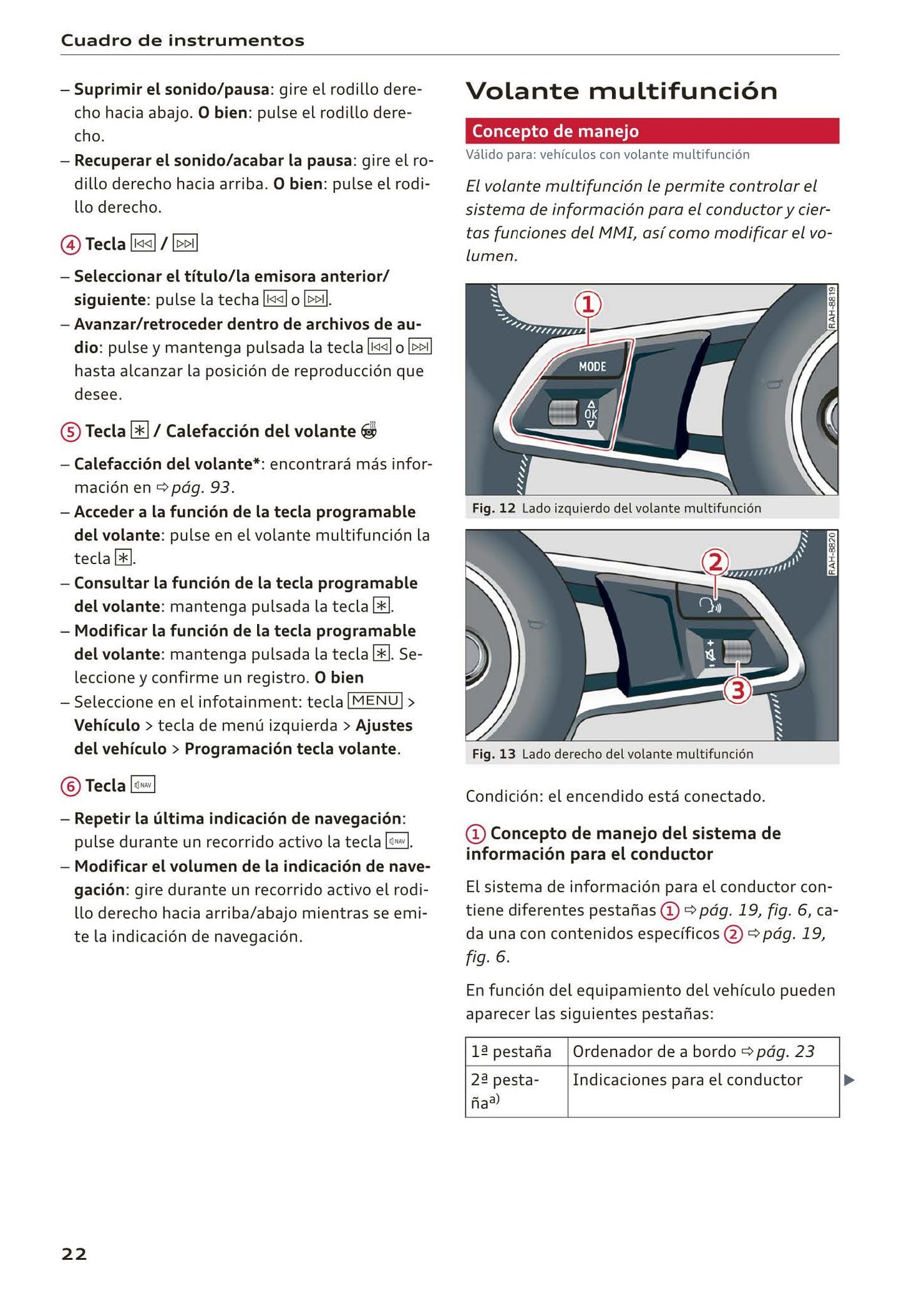 2017-2020 Audi A5/A5 Cabriolet/A5 Coupé/A5 Sportback/A5 Sportback g-tron Owner's Manual | Spanish