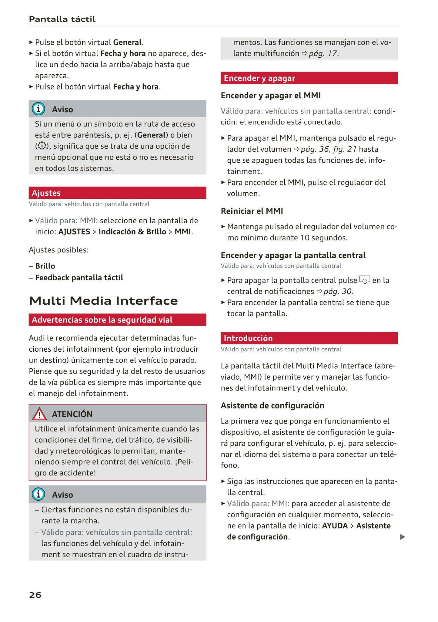 2018-2023 Audi Q3/Q3 Sportback/RS Q3/RS Q3 Sportback Owner's Manual | Spanish