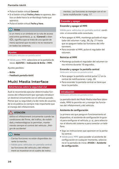 2018-2023 Audi Q3/Q3 Sportback/RS Q3/RS Q3 Sportback Owner's Manual | Spanish