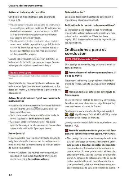 2017-2020 Audi A5/A5 Cabriolet/A5 Coupé/A5 Sportback/A5 Sportback g-tron Owner's Manual | Spanish