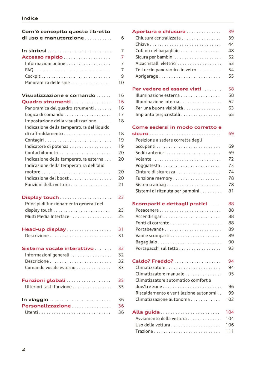 2020-2023 Audi A3/A3 Limousine/A3 Sportback/A3 Sportback g-tron/S3 Limousine/S3 Sportback Owner's Manual | Italian