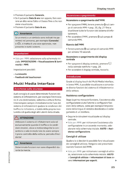 2020-2023 Audi A3/A3 Limousine/A3 Sportback/A3 Sportback g-tron/S3 Limousine/S3 Sportback Owner's Manual | Italian